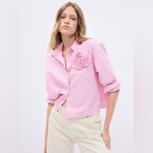 Gap × LoveShackFancy Organic Cotton Cropped Shirt